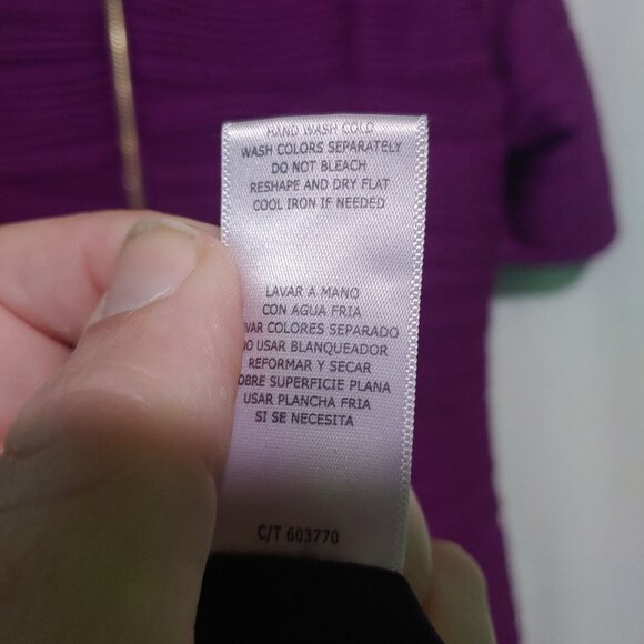 Melonie T dress womens 14 purple above-knee fit and flare textured short-sleeve - Picture 4 of 8